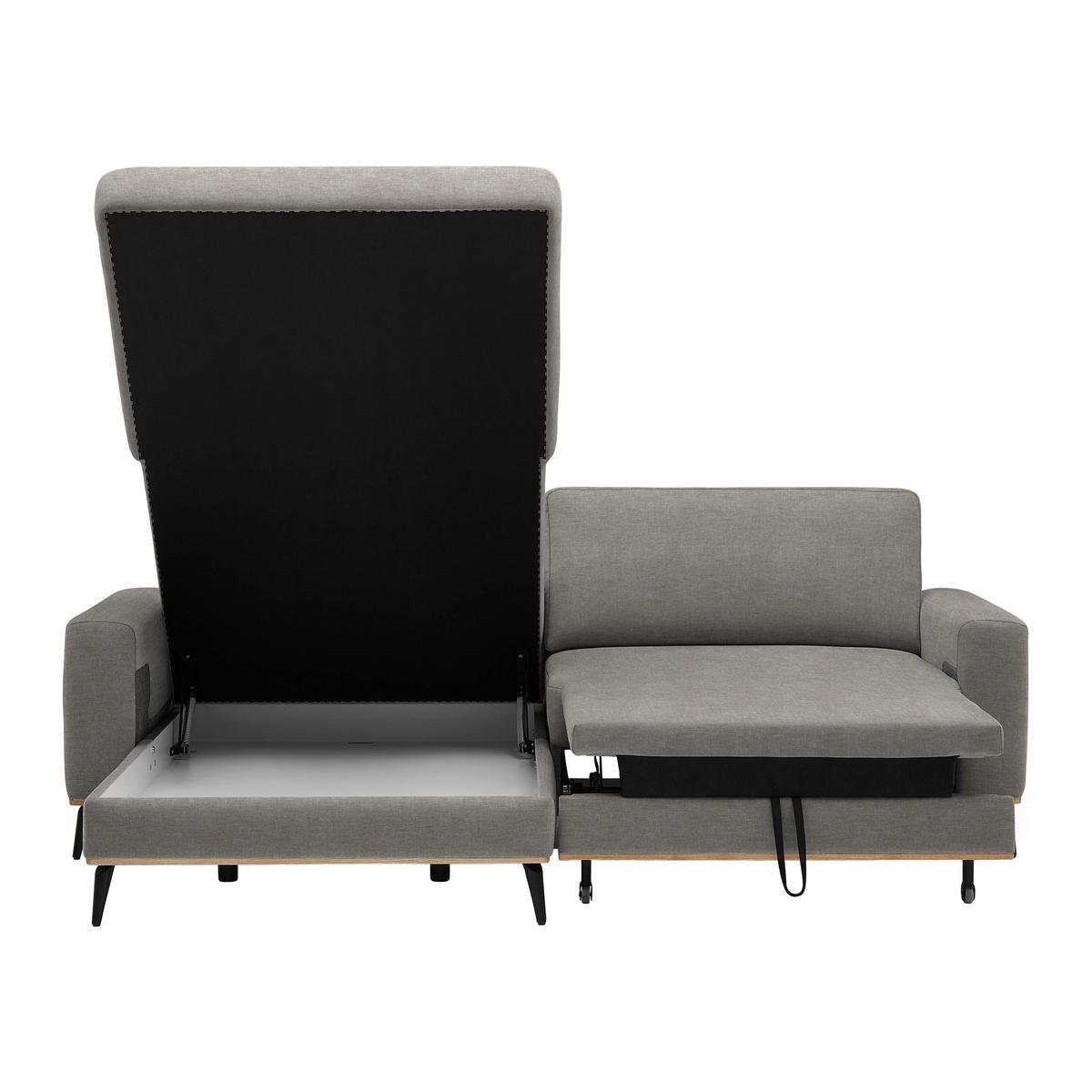 ECKSOFA in Chenille Taupe  - Taupe/Schwarz, Konventionell, Holz/Textil (167/234cm) - MID.YOU