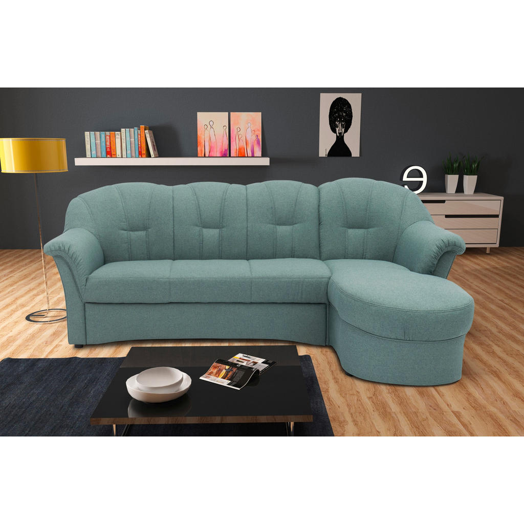 Thumbnail - Mid.you Ecksofa, Hellblau, Textil, Uni, 3-Sitzer, L-Form, 233x142 cm, Made in EU, FSC Mix, Stoffauswahl, seitenverkehrt ...