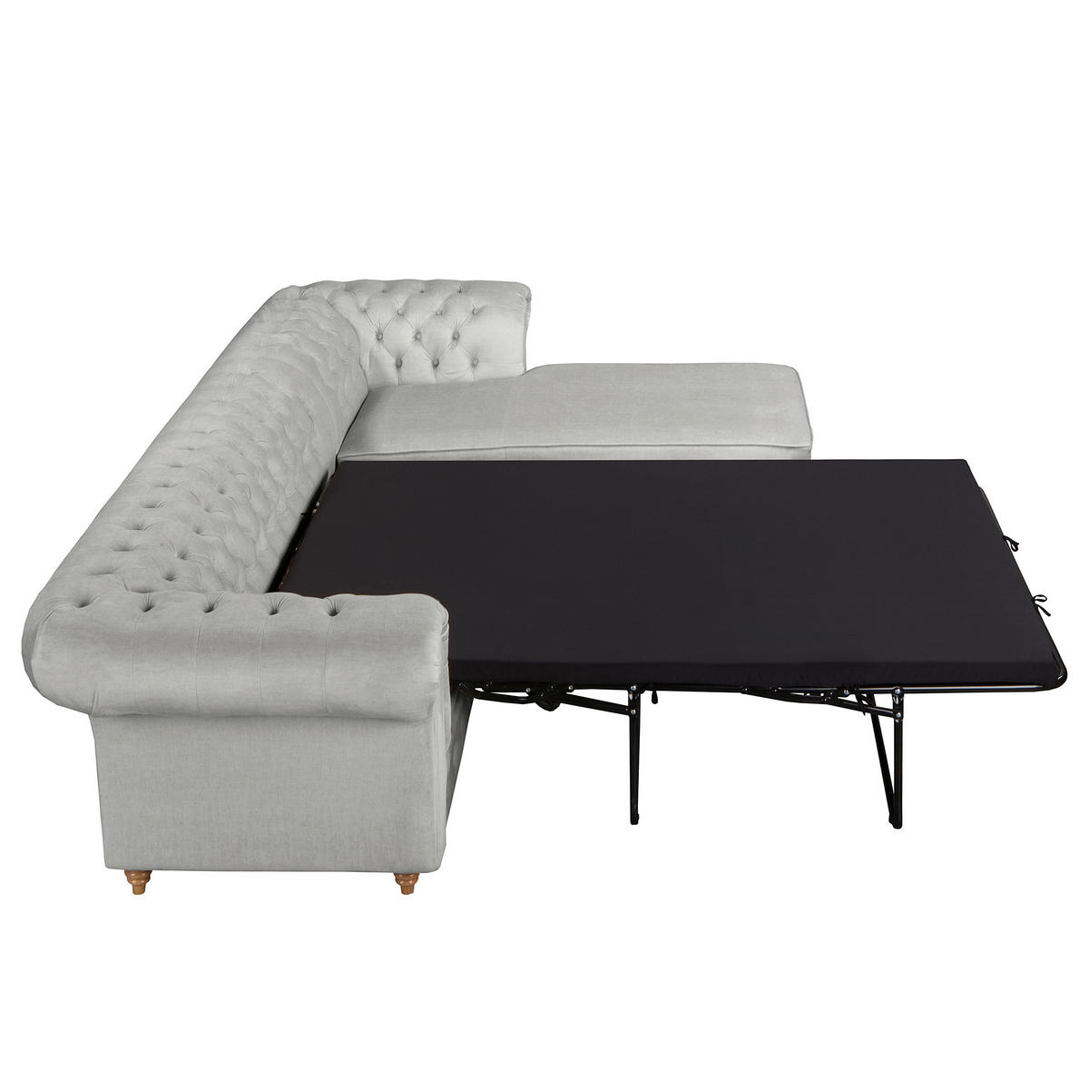 ECKSOFA Mikrofaser Hellgrau  - Creme/Hellgrau, Design, Holz/Textil (284/182cm) - P & B
