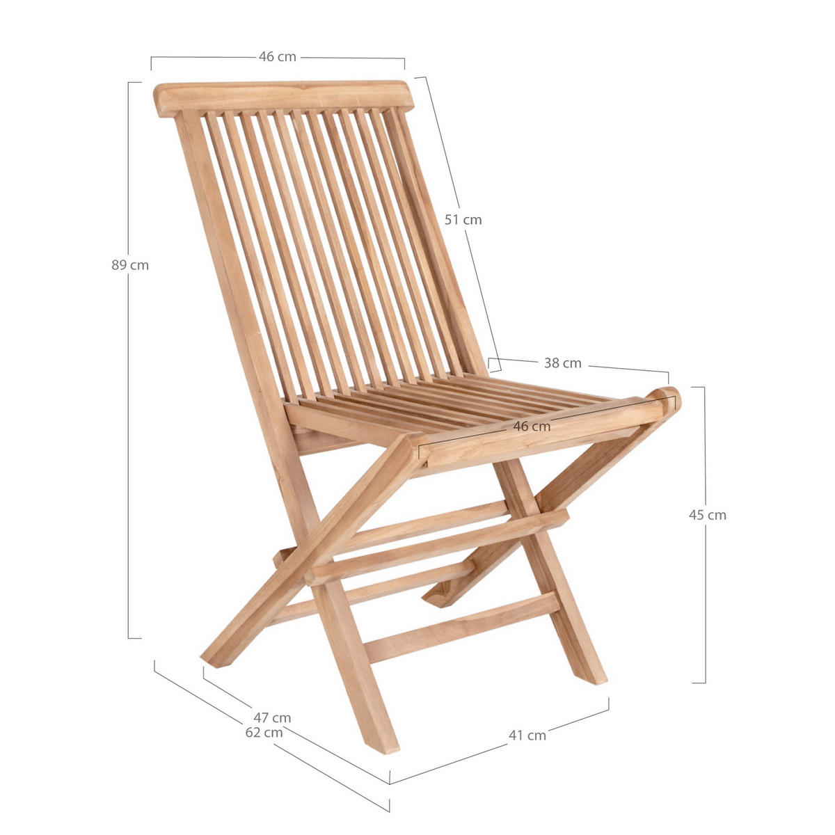 GARTENSTUHL-SET Teakholz Teakfarben  - Teakfarben, MODERN, Holz (46/89/62cm) - Gardenson