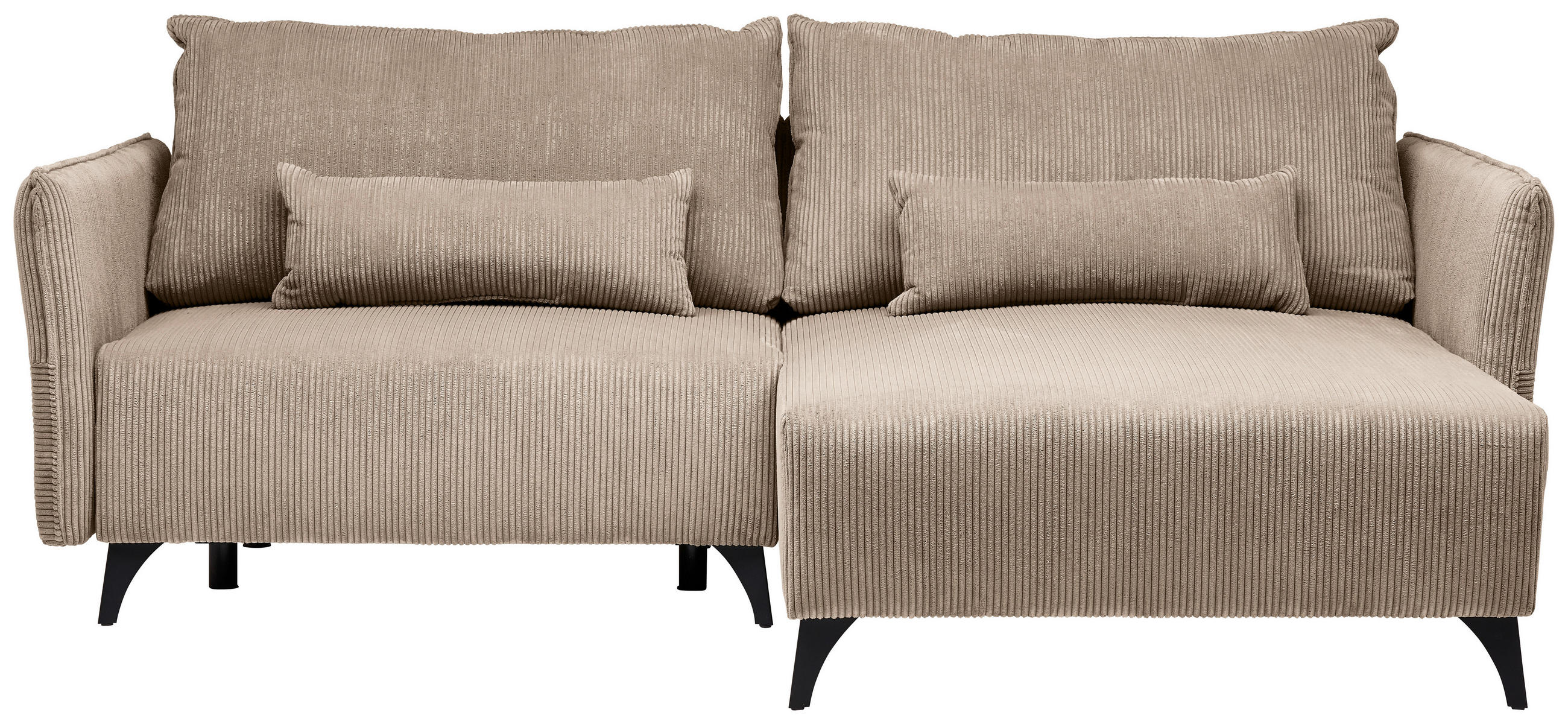 ECKSOFA Beige Cord  - Beige/Schwarz, Design, Textil/Metall (254/175cm) - Stylife