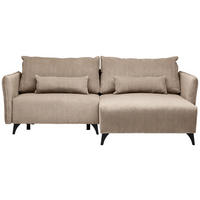 ECKSOFA Beige Cord  - Beige/Schwarz, Design, Textil/Metall (254/175cm) - Stylife