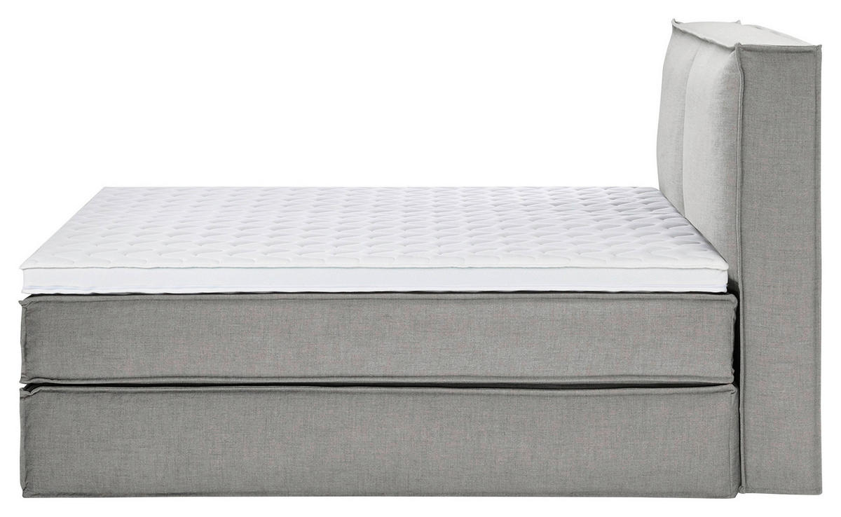 BOXSPRINGBETT 200/220 cm  in Hellgrau  - Hellgrau/Schwarz, Design, Kunststoff/Textil (200/220cm) - home24