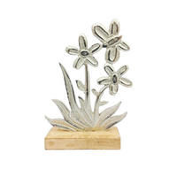 DEKOBLUME - Naturfarben/Nickelfarben, LIFESTYLE, Holz/Metall (14,5/20/5cm)