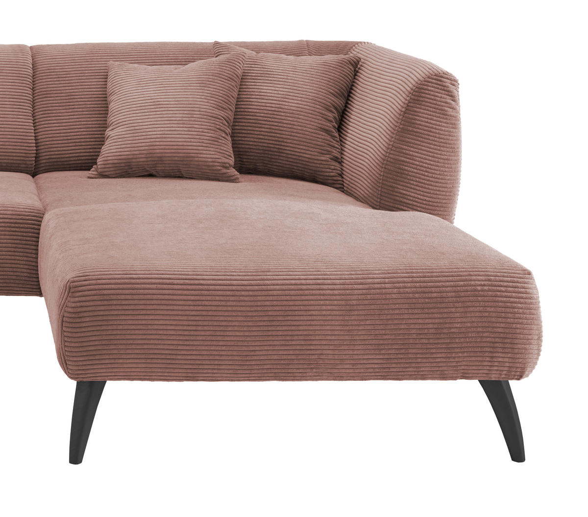 ECKSOFA in Cord Rosa  - Schwarz/Rosa, Modern, Holz/Textil (264/160cm) - MID.YOU