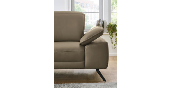 ECKSOFA in Echtleder Hellbraun 193/332 cm - Hellbraun/Schwarz, Design, Leder/Metall (193/332cm) - Dieter Knoll