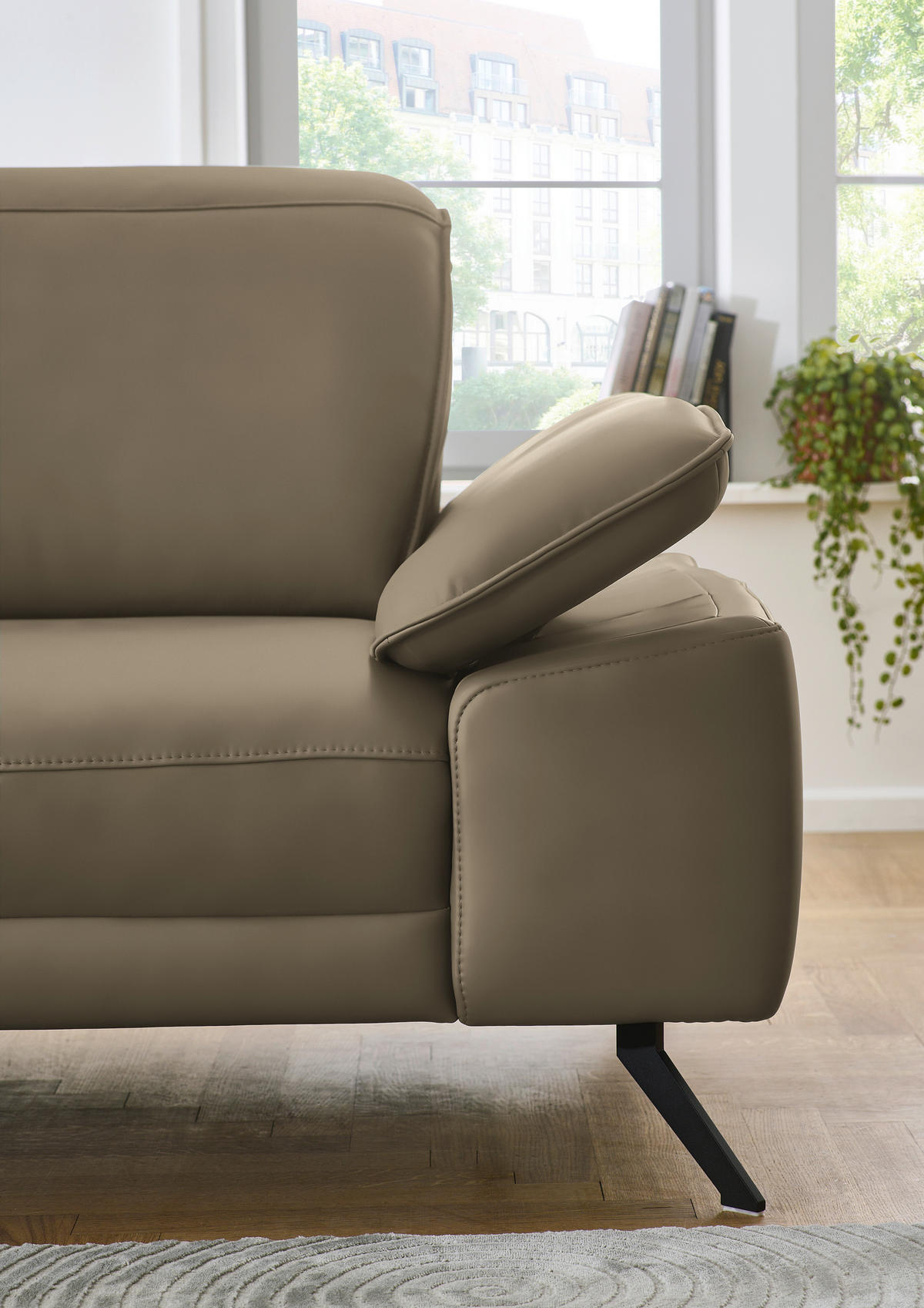 ECKSOFA in Echtleder Hellbraun  - Hellbraun/Schwarz, Design, Leder/Metall (193/332cm) - Dieter Knoll
