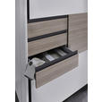 SCHWEBETÜRENSCHRANK  in Weiß, Eichefarben  - Eichefarben/Schwarz, KONVENTIONELL, Holzwerkstoff/Metall (180/198/65cm) - Carryhome