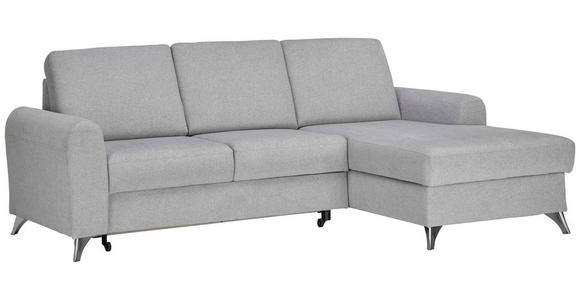 ECKSOFA in Flachgewebe Hellgrau  - Silberfarben/Hellgrau, Design, Textil/Metall (244/167cm) - Cantus