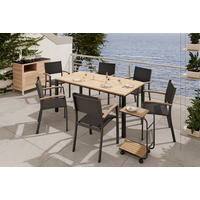 MIZICA, črna, barva tikovine  - barva tikovine/črna, Moderno, kovina/les (46/30/65cm) - Ambia Garden