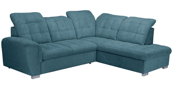 ECKSOFA Blau Chenille  - Chromfarben/Blau, KONVENTIONELL, Kunststoff/Textil (260/205cm) - Carryhome