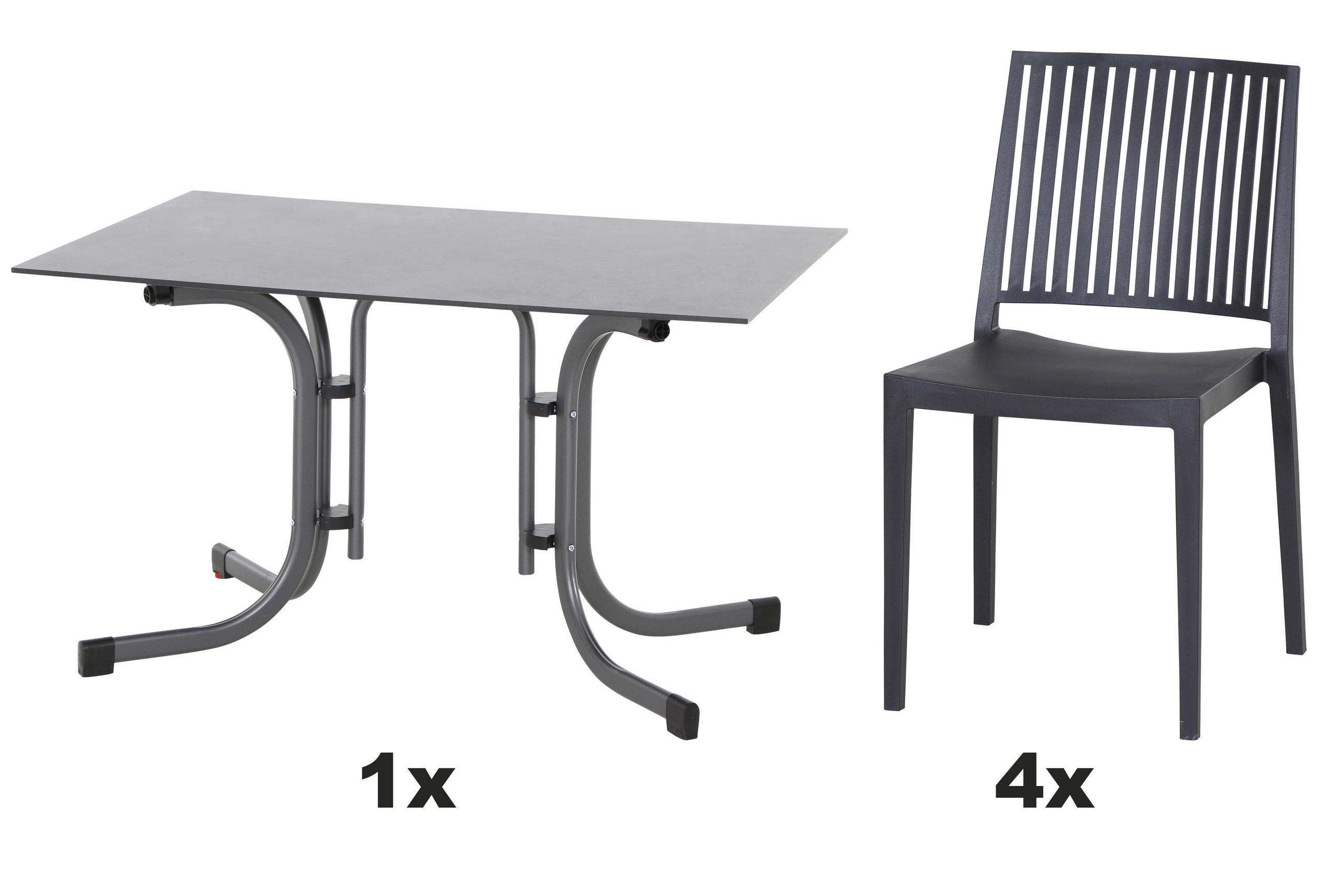 GARTENGARNITUR 5-teilig Stahl  - Anthrazit, Basics, Kunststoff/Metall (57cm) - Siena Garden