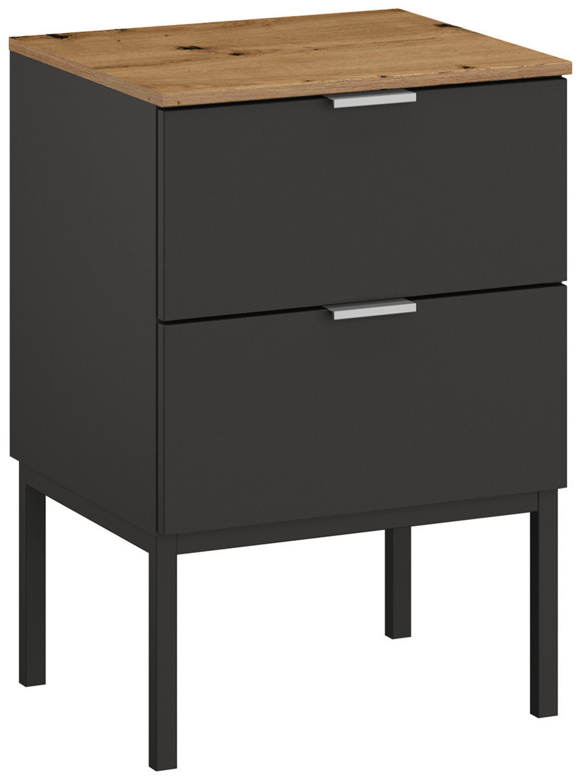 NACHTKÄSTCHEN 40/68/42 cm  in Graphitfarben, Eiche Artisan  - Alufarben/Graphitfarben, Trend, Holzwerkstoff/Metall (40/68/42cm) - Stylife