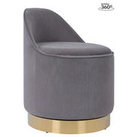 DREHHOCKER Samt Grau  - Goldfarben/Grau, Design, Textil/Metall (52/68cm) - Kayoom