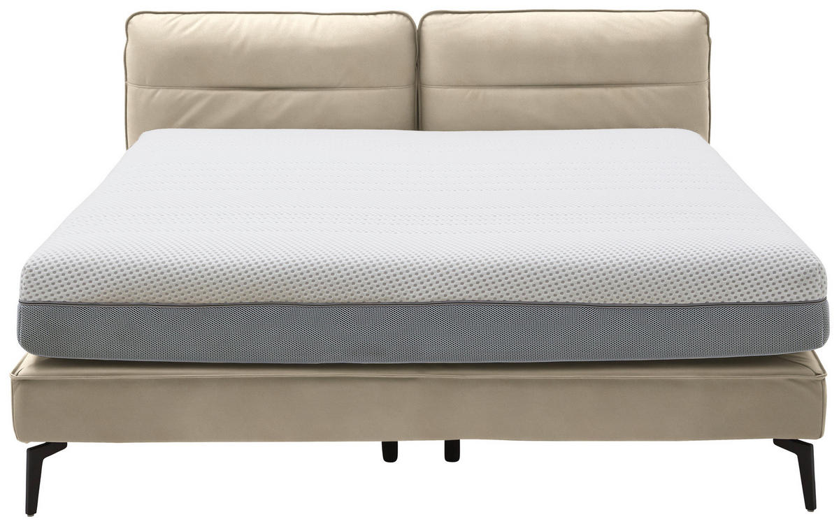 BOXSPRINGBETT 180/200 cm  in Beige  - Beige/Schwarz, Design, Textil/Metall (180/200cm) - Johann Jakob
