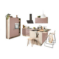 ECKKÜCHE XO 15  in Rosa, Tannenholzfarben  - Tannenholzfarben/Schwarz, Design, Holzwerkstoff/Metall (150/280/121,6cm) - Xora