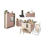 ECKKÜCHE XO 15  in Rosa, Tannenholzfarben  - Tannenholzfarben/Schwarz, Design, Holzwerkstoff/Metall (150/280/121,6cm) - Xora