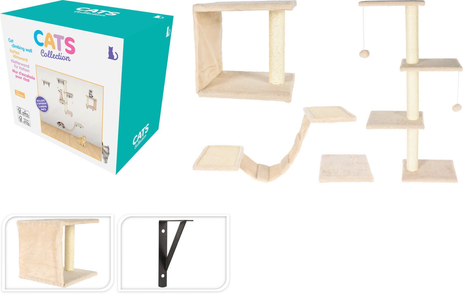 KATZENSPIELZEUGSET - Beige, Basics, Holz (36/24/33cm)