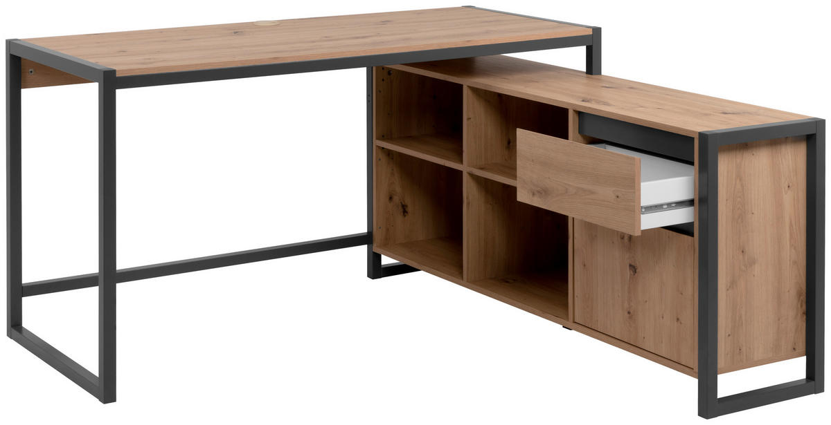ECKSCHREIBTISCH - Anthrazit/Eiche Artisan, MODERN, Holzwerkstoff (139/139/75cm) - MID.YOU