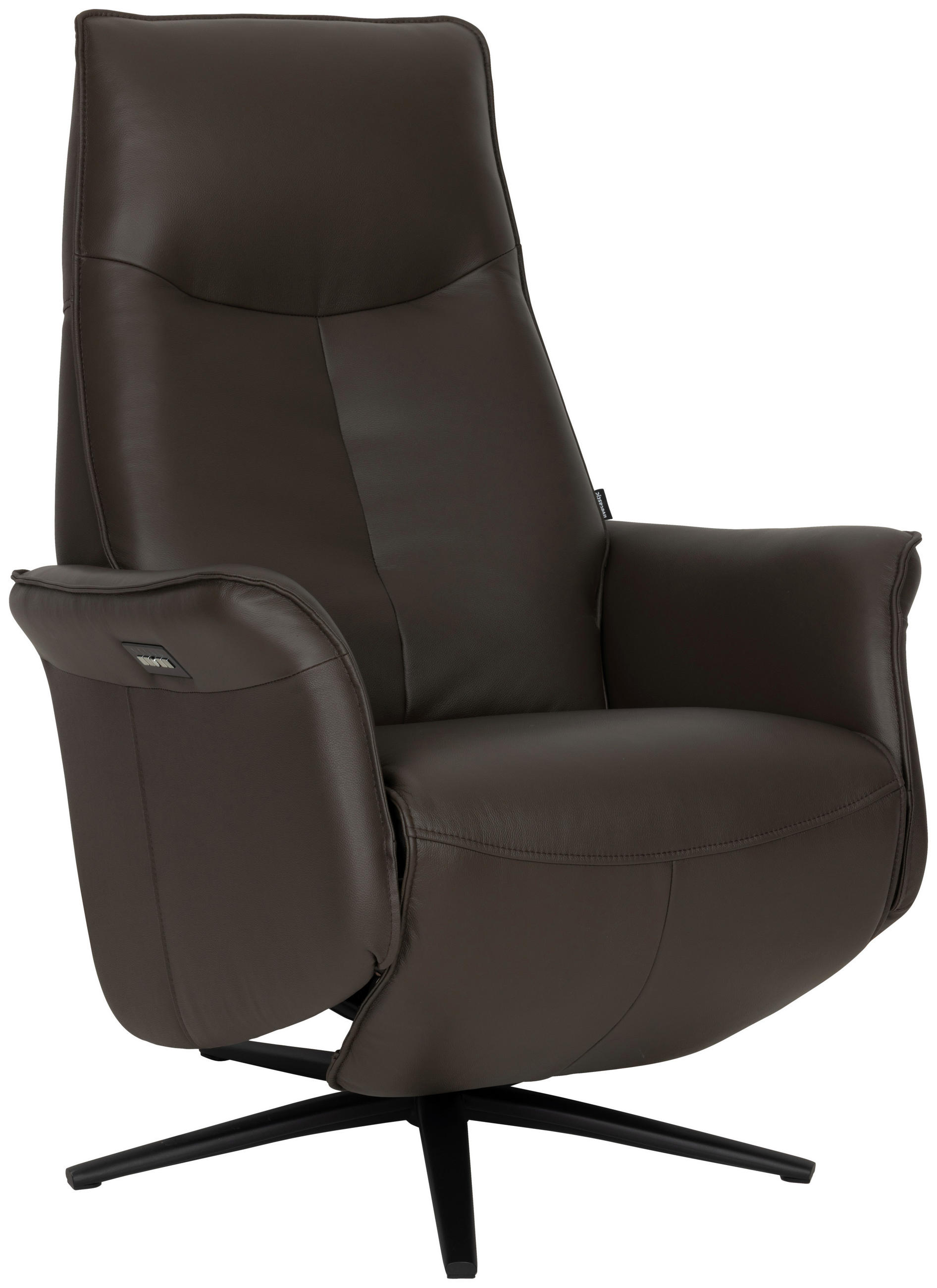 RELAXSESSEL Lederlook Echtleder    - Schwarz/Braun, Design, Leder/Holz (79/110/83cm) - Livetastic