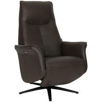 RELAXSESSEL Lederlook Echtleder    - Schwarz/Braun, Design, Leder/Holz (79/110/83cm) - Livetastic