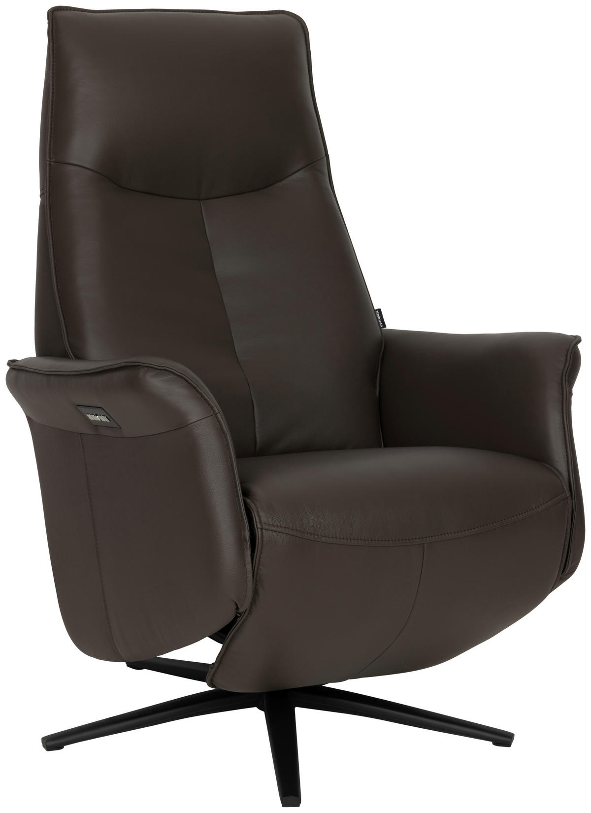 RELAXSESSEL Lederlook Echtleder    - Schwarz/Braun, Design, Leder/Holz (79/110/83cm) - Livetastic