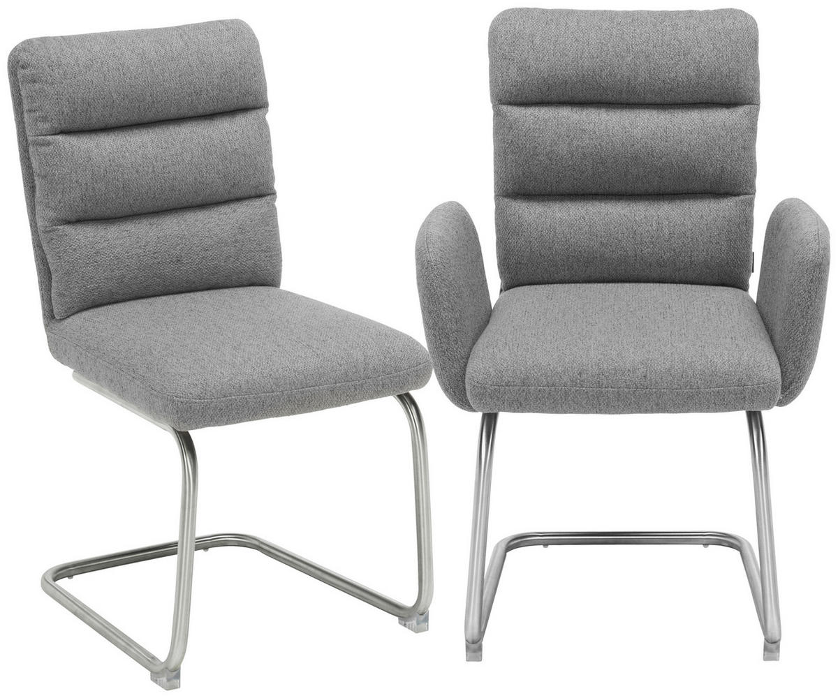 ŽIDLE S PODRUČKAMI, nerezová ocel, tkaná látka, šedá, barvy nerez oceli - šedá/barvy nerez oceli, Design, kov/textil (60/91,5/64,5cm) - Novel