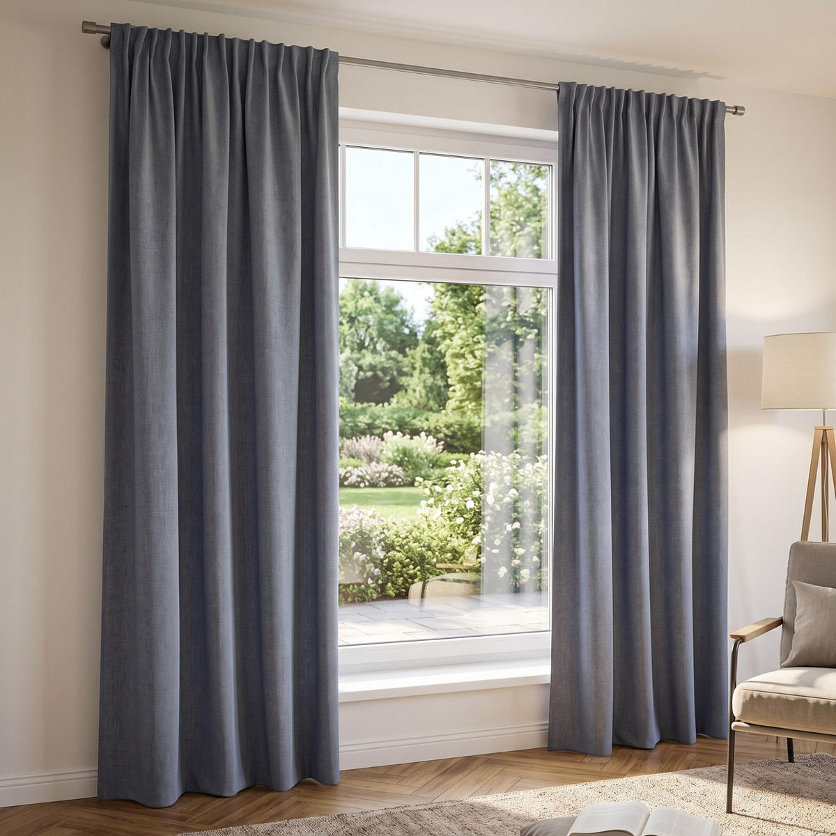 THERMOVORHANG blickdicht  - Blau, KONVENTIONELL, Textil (135/245cm)