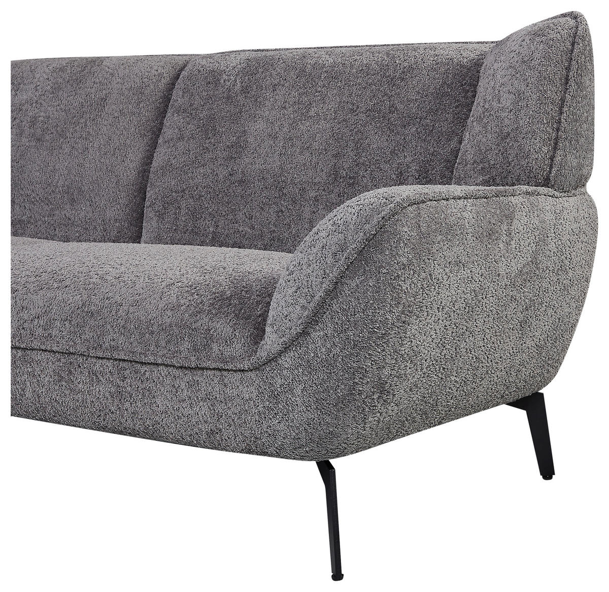 ECKSOFA Grau Bouclé  - Schwarz/Grau, MODERN, Textil/Metall (175/200cm) - MID.YOU