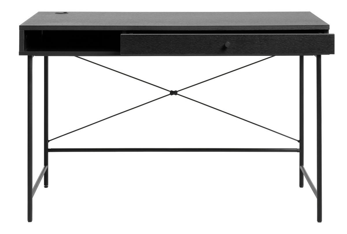 SCHREIBTISCH 120/60/76 cm  in Schwarz  - Schwarz, MODERN, Holz/Metall (120/60/76cm) - Livetastic