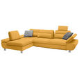 ECKSOFA Gelb Webstoff  - Chromfarben/Gelb, Design, Textil/Metall (203/310cm) - Xora