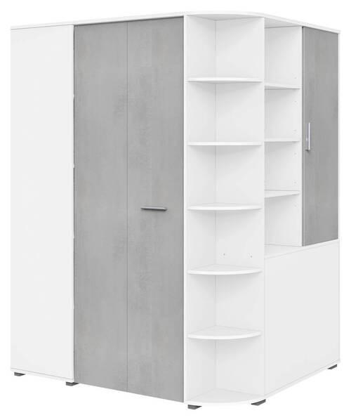 BEGEHBARER ECKSCHRANK Grau, Weiß 124/199/148 cm  - Alufarben/Weiß, KONVENTIONELL, Holzwerkstoff/Kunststoff (124/199/148cm) - Boxxx