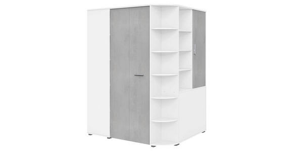 BEGEHBARER ECKSCHRANK Grau, Weiß 124/199/148 cm - Alufarben/Weiß, KONVENTIONELL, Holzwerkstoff/Kunststoff (124/199/148cm) - Carryhome