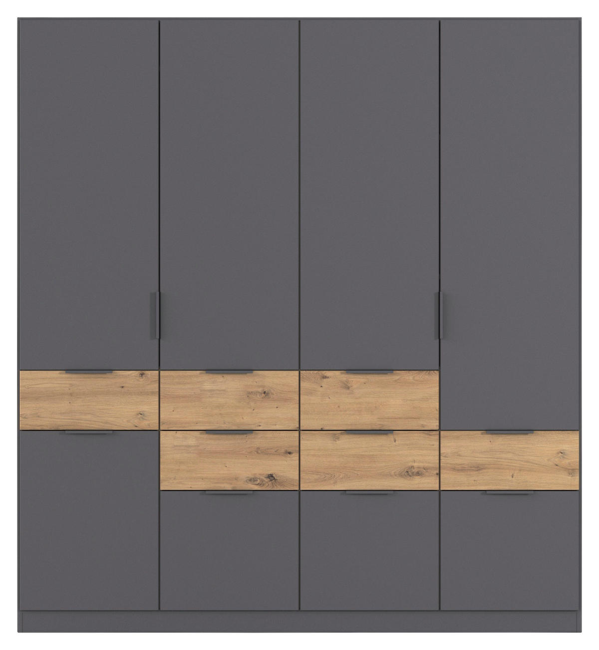 DREHTÜRENSCHRANK 5-türig Grau, Eiche Artisan  - Eiche Artisan/Grau, KONVENTIONELL, Holzwerkstoff/Metall (181/197/54cm) - Xora