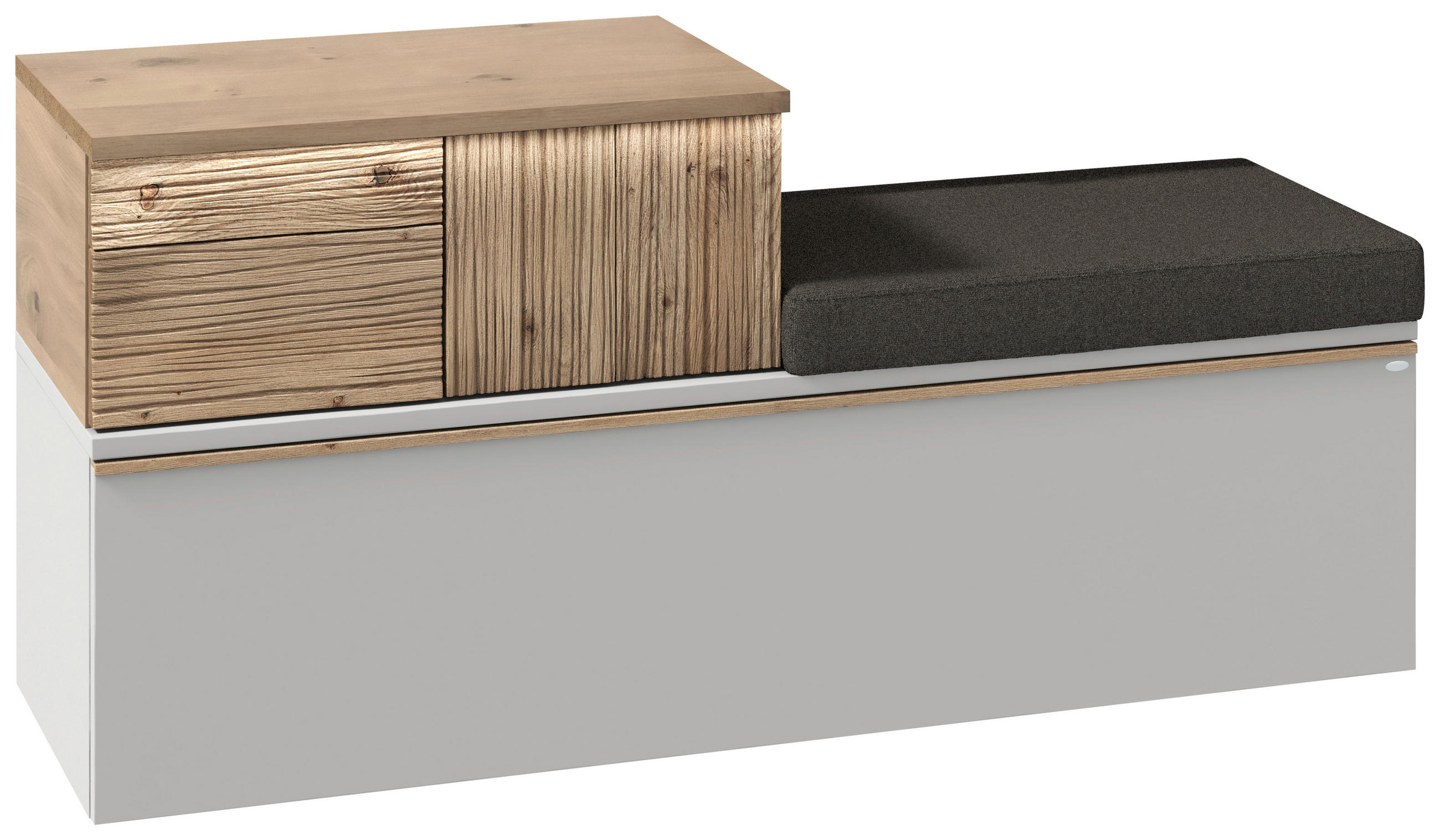 Voglauer Garderobenbank Wildeiche, Weiß, 128x62x42.9 cm