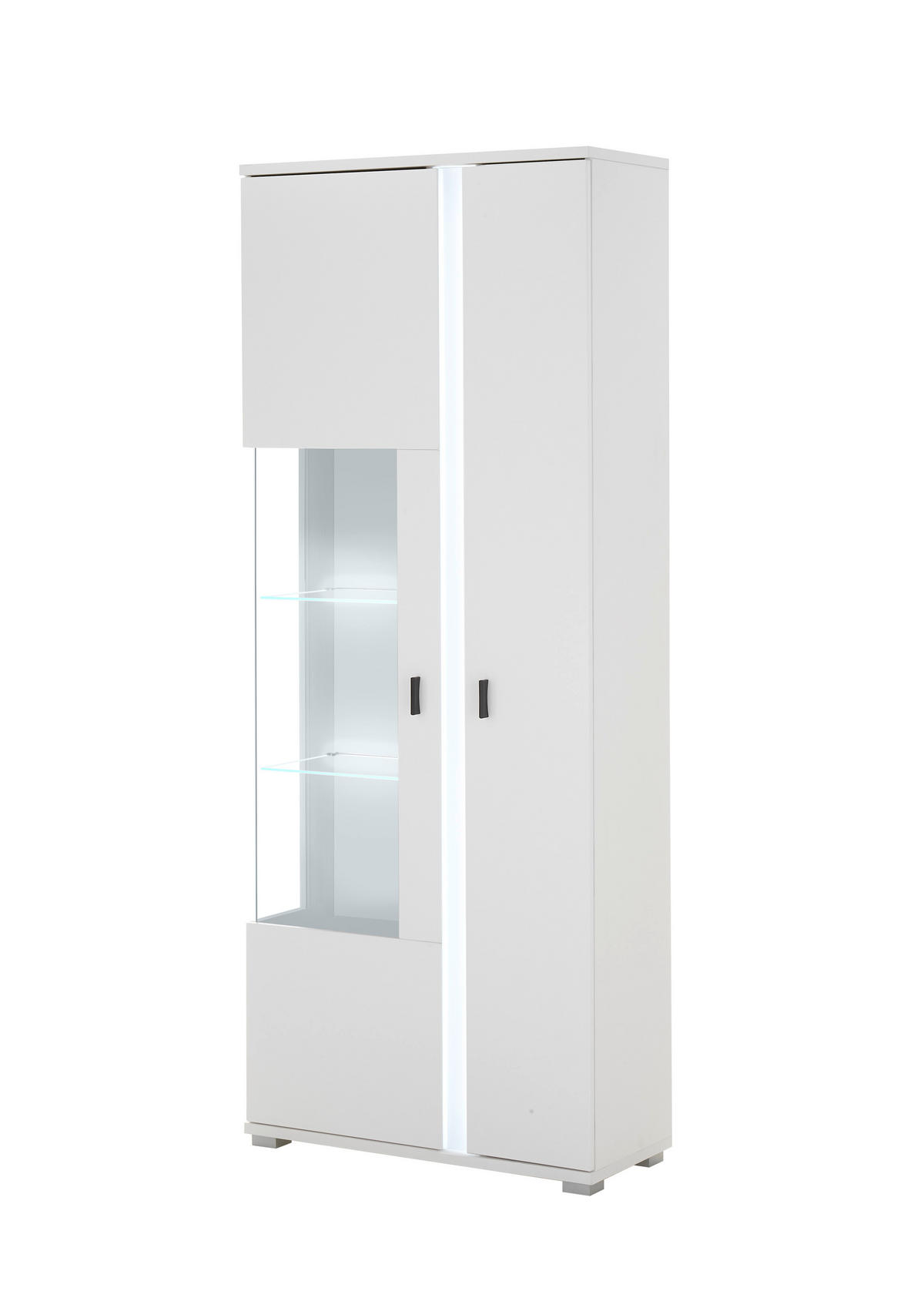 VITRINE in Weiß  - Silberfarben/Schwarz, Design, Glas/Holzwerkstoff (80/200/35cm) - MID.YOU