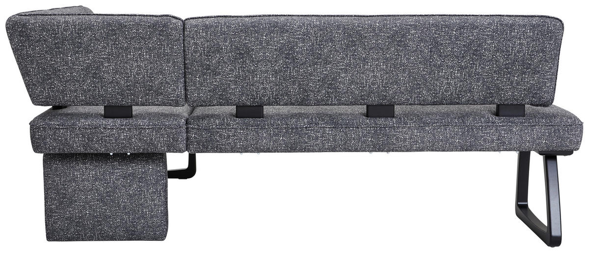 ECKBANK 208/155 cm Flachgewebe Dunkelgrau Eiche massiv   - Dunkelgrau/Schwarz, KONVENTIONELL, Holz/Textil (208/155cm) - Venda