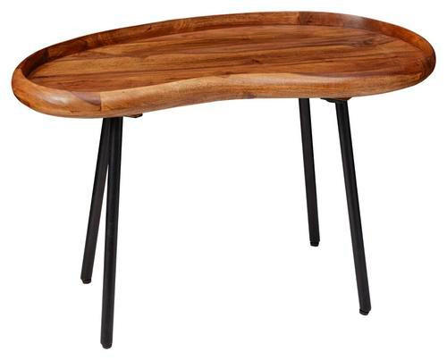 COUCHTISCH Sheesham massiv 71/40/42 cm Freiform Sheeshamfarben  - Sheeshamfarben/Schwarz, Design, Holz/Metall (71/40/42cm) - MID.YOU