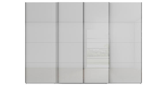 SCHWEBETÜRENSCHRANK 316/235/68 cm 4-türig Weiß, Hellgrau - Chromfarben/Hellgrau, Design, Glas/Holzwerkstoff (316/235/68cm) - Novel