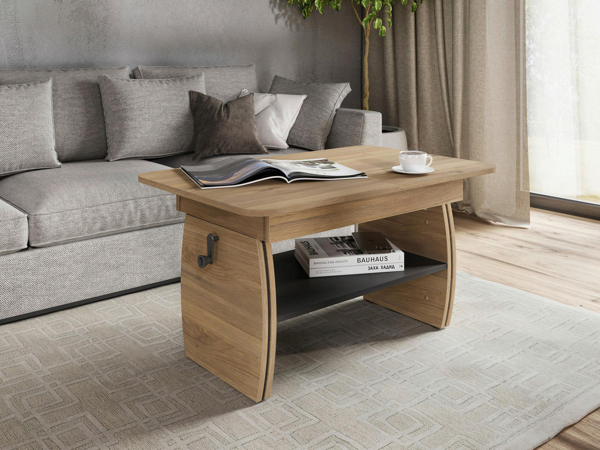 COUCHTISCH 95-125/60/51,5-61,5 cm rechteckig Eichefarben  - Eichefarben, KONVENTIONELL, Holzwerkstoff (95-125/60/51,5-61,5cm) - Xora