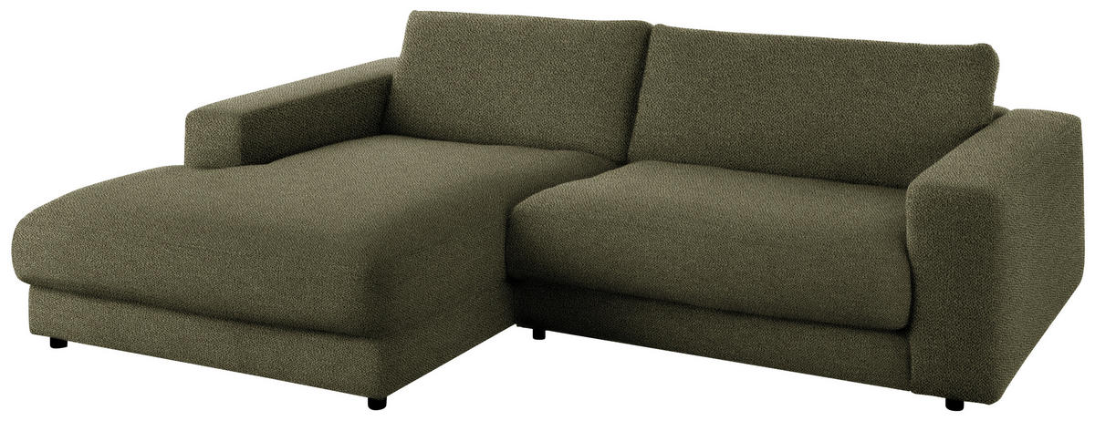 ECKSOFA in Flachgewebe Olivgrün  - Schwarz/Olivgrün, Design, Kunststoff/Textil (190/270cm) - Lomoco