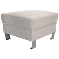 HOCKER in Textil Ecru  - Ecru/Silberfarben, Design, Textil/Metall (62/41/62cm) - Xora