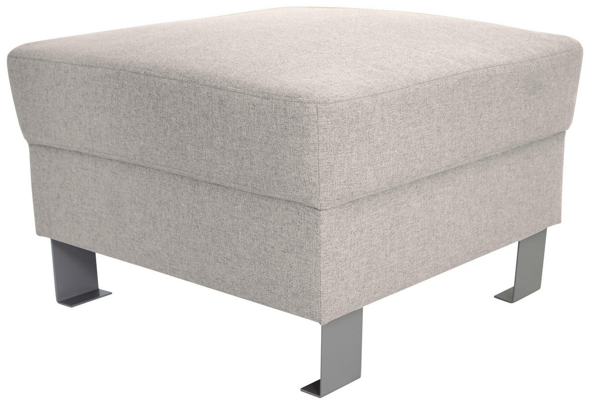 HOCKER in Textil Ecru  - Ecru/Silberfarben, Design, Textil/Metall (62/41/62cm) - Xora