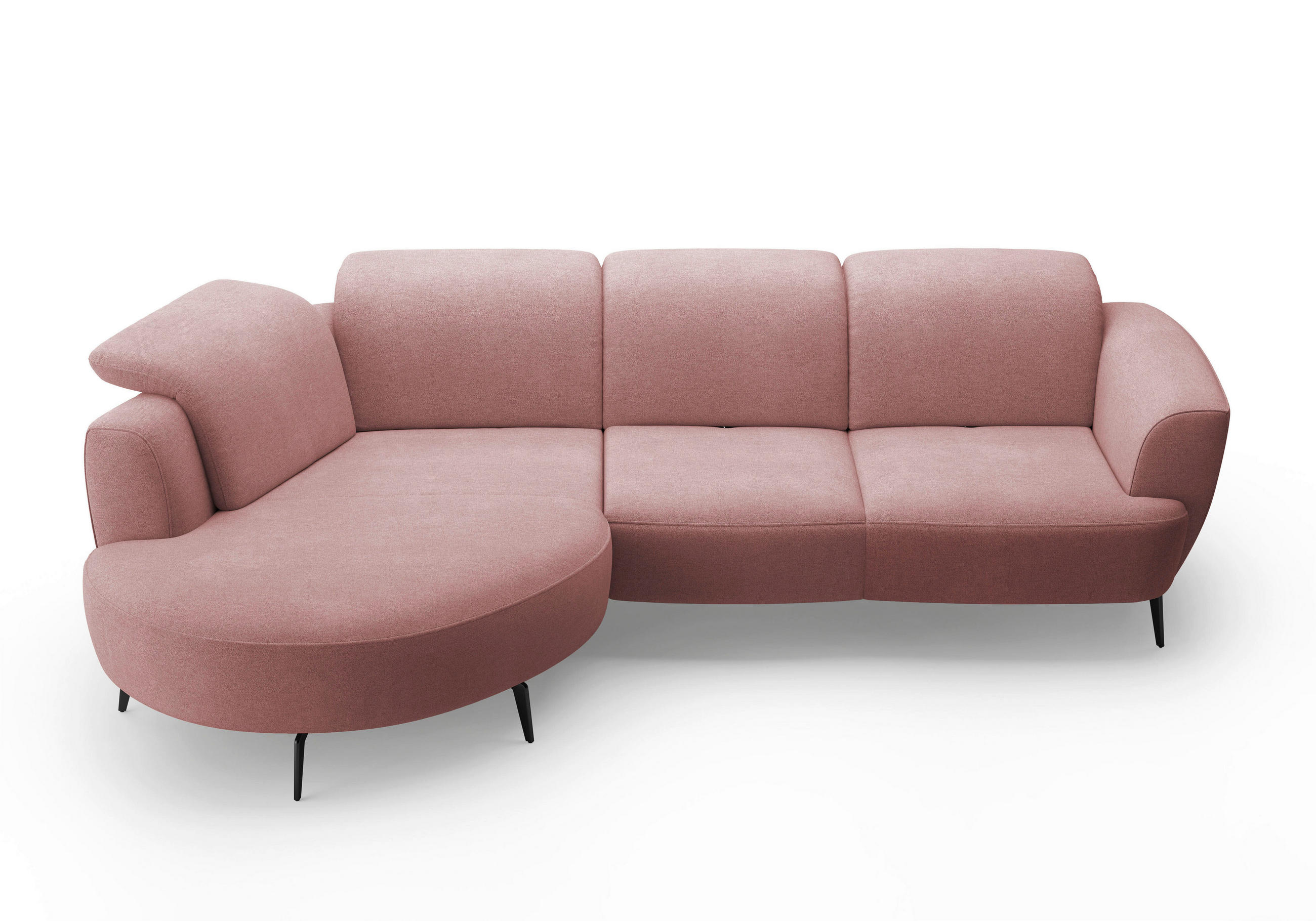 ECKSOFA in Mikrofaser Altrosa  - Schwarz/Altrosa, Konventionell, Textil/Metall (199/309cm) - Sit & More