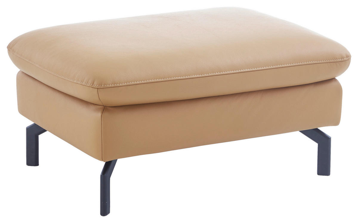ECKSOFA in Echtleder Currygelb  - Currygelb/Schwarz, Design, Leder/Metall (194/250cm) - Beldomo Premium