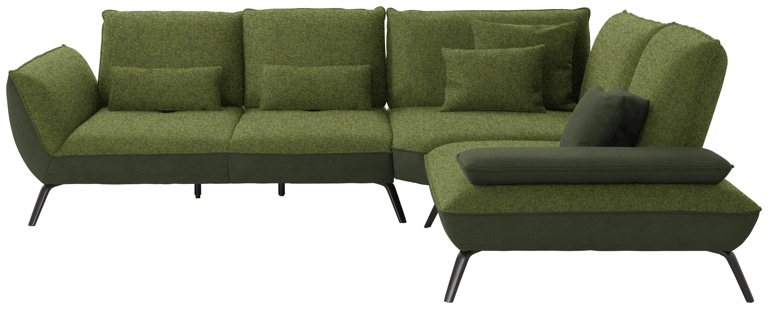 ECKSOFA Flachgewebe Grün  - Schwarz/Grün, Design, Textil/Metall (310/250cm) - Moderano