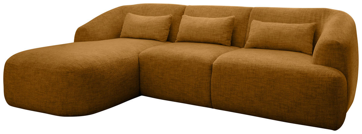 ECKSOFA in Struktur Goldfarben  - Goldfarben/Schwarz, Modern, Kunststoff/Textil (160/256cm) - Livetastic