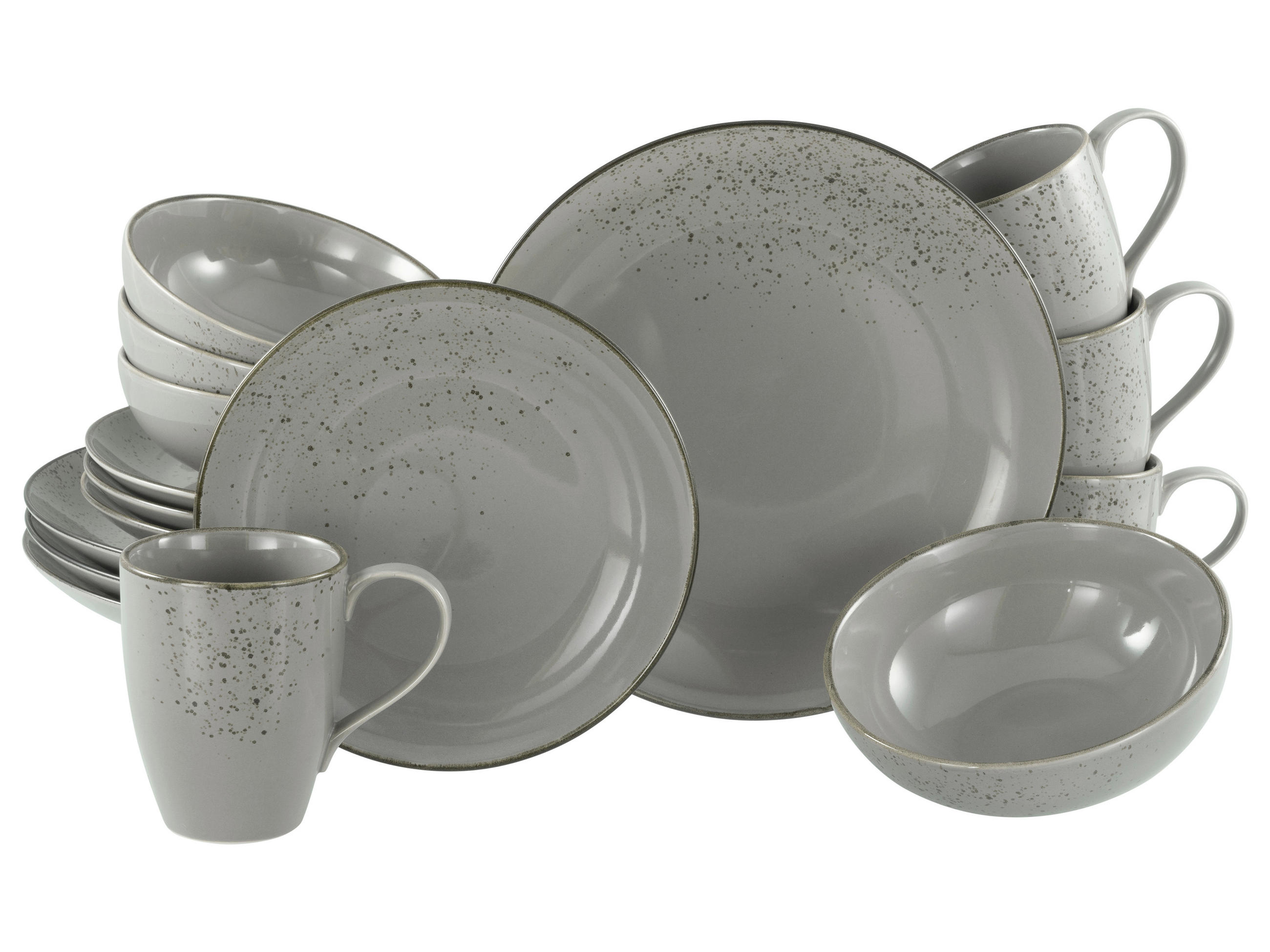 KOMBISERVICE Grau Nature Collection Stone 16-teilig 4 Personen  - Grau, Basics, Keramik - Creatable