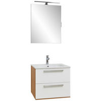 BADEZIMMER  in 60 cm  - Weiss/Eichefarben, Design, Glas/Keramik (60cm) - Dieter Knoll