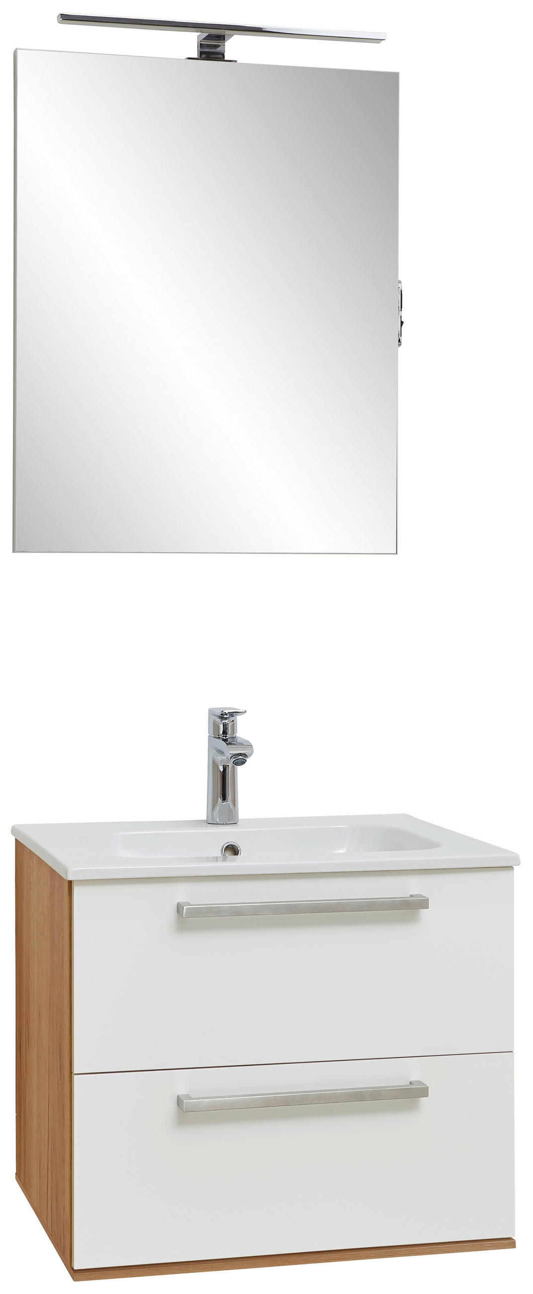 BADEZIMMER  in 60 cm  - Weiss/Eichefarben, Design, Glas/Keramik (60cm) - Dieter Knoll